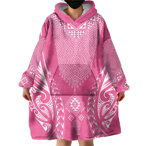 2025 Rugby Championship New Zealand Custom Wearable Blanket Hoodie Poutama Motifs - Pink Out - Aussie Hoodie