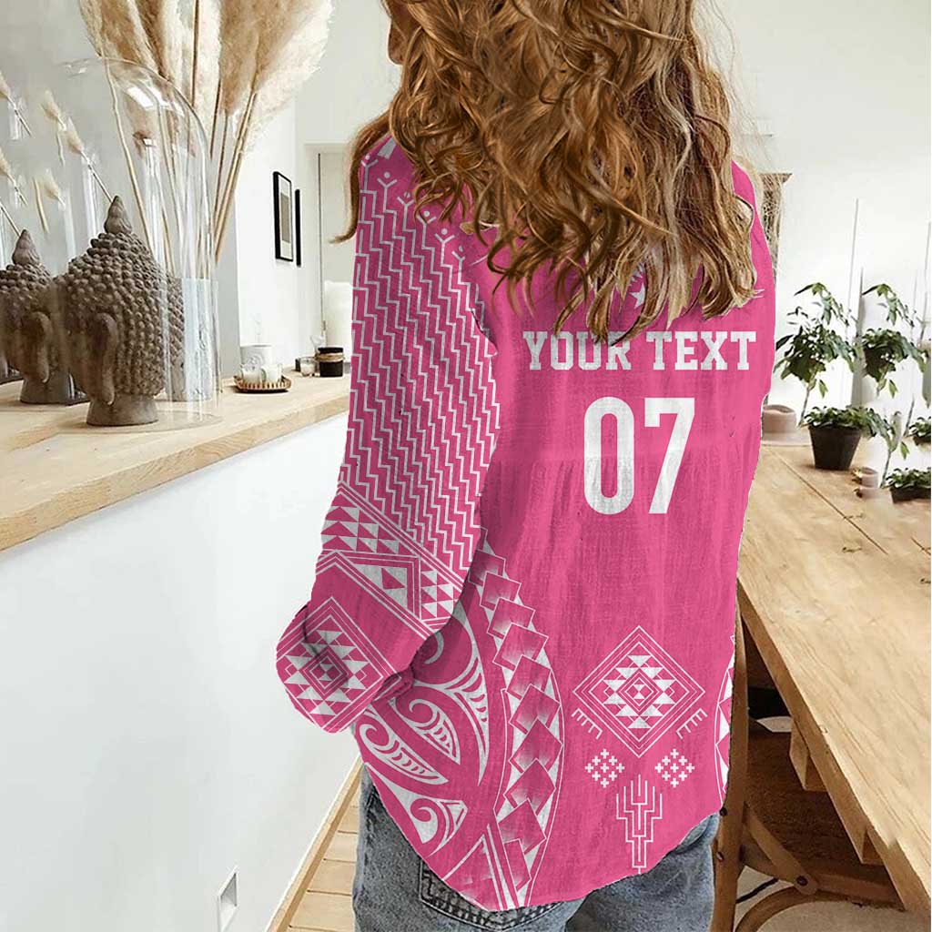 2025 Rugby Championship New Zealand Custom Women Casual Shirt Poutama Motifs - Pink Out - Aussie Hoodie