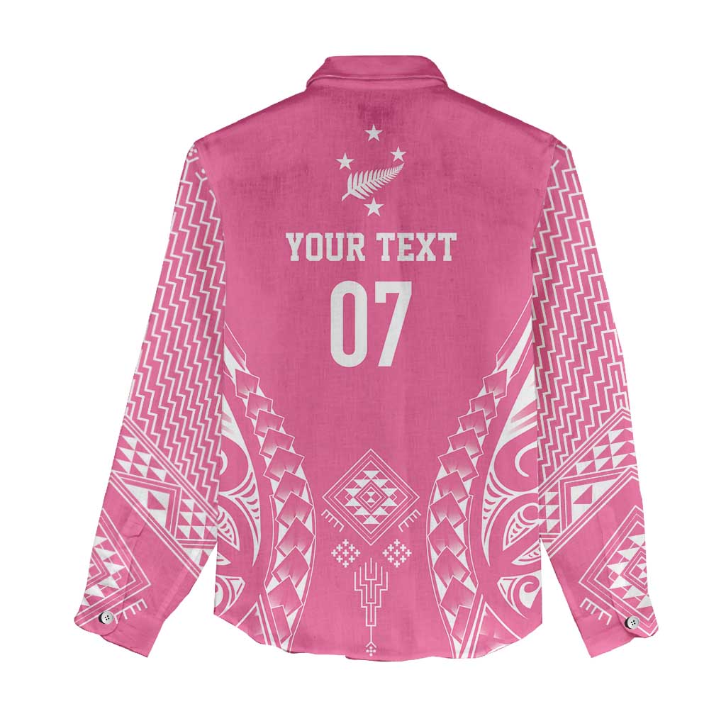 2025 Rugby Championship New Zealand Custom Women Casual Shirt Poutama Motifs - Pink Out - Aussie Hoodie