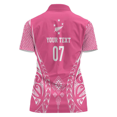 2025 Rugby Championship New Zealand Custom Women Polo Shirt Poutama Motifs - Pink Out - Aussie Hoodie
