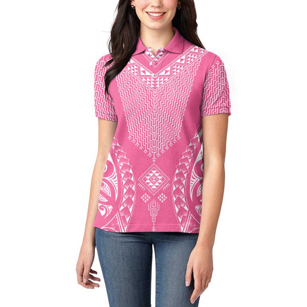 2025 Rugby Championship New Zealand Custom Women Polo Shirt Poutama Motifs - Pink Out - Aussie Hoodie