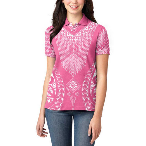 2025 Rugby Championship New Zealand Custom Women Polo Shirt Poutama Motifs - Pink Out - Aussie Hoodie