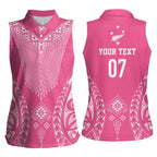 2025 Rugby Championship New Zealand Custom Women Sleeveless Polo Shirt Poutama Motifs - Pink Out - Aussie Hoodie