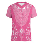 2025 Rugby Championship New Zealand Custom Women V-Neck T-Shirt Poutama Motifs - Pink Out - Aussie Hoodie