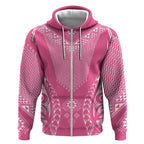 2025 Rugby Championship New Zealand Custom Zip Hoodie Poutama Motifs - Pink Out - Aussie Hoodie