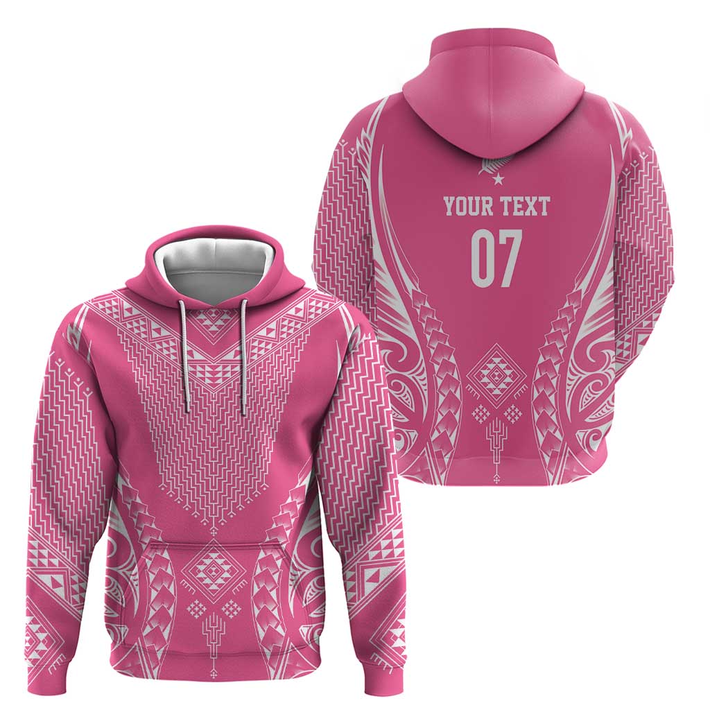 2025 Rugby Championship New Zealand Custom Zip Hoodie Poutama Motifs - Pink Out - Aussie Hoodie