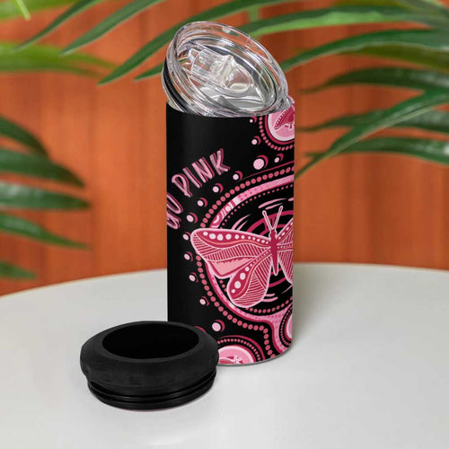Australia Indigenous Can Cooler Tumbler Breast Cancer Ribbon Butterfly Aboriginal Arts
