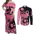 australia-indigenous-couples-matching-off-shoulder-maxi-dress-and-long-sleeve-button-shirts-breast-cancer-ribbon-butterfly-aboriginal-arts
