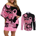 australia-indigenous-couples-matching-off-shoulder-short-dress-and-long-sleeve-button-shirts-breast-cancer-ribbon-butterfly-aboriginal-arts