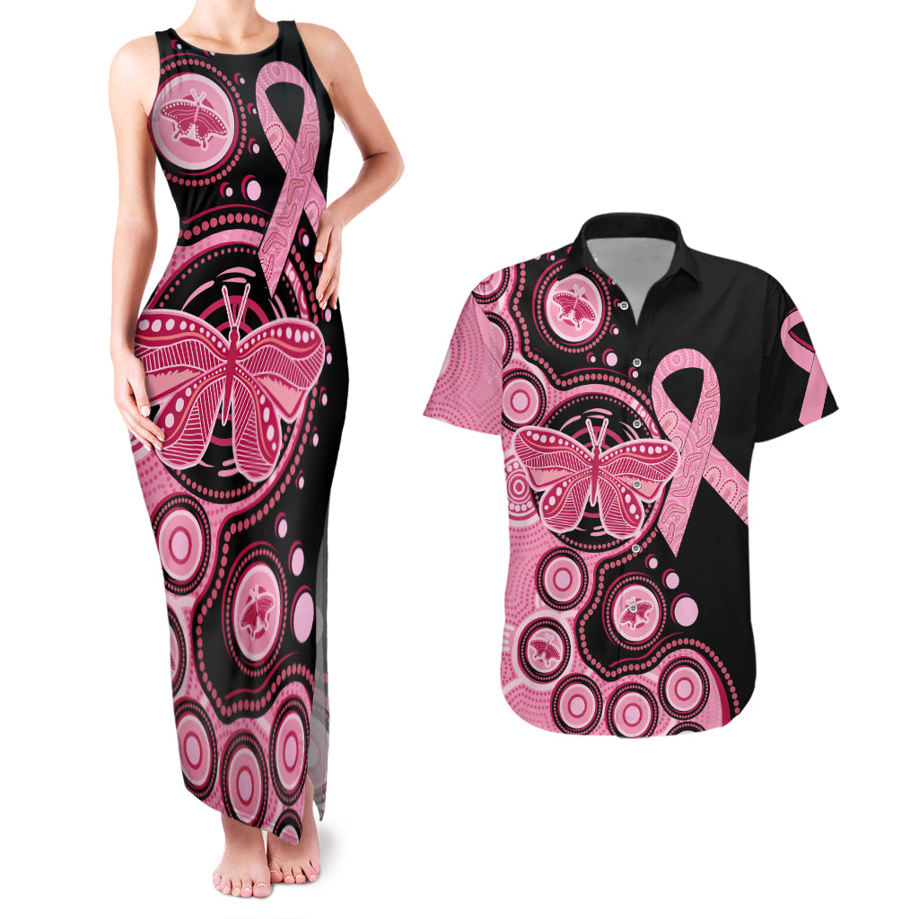 australia-indigenous-couples-matching-tank-maxi-dress-and-hawaiian-shirt-breast-cancer-ribbon-butterfly-aboriginal-arts