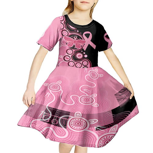 australia-indigenous-kid-short-sleeve-dress-breast-cancer-ribbon-butterfly-aboriginal-arts