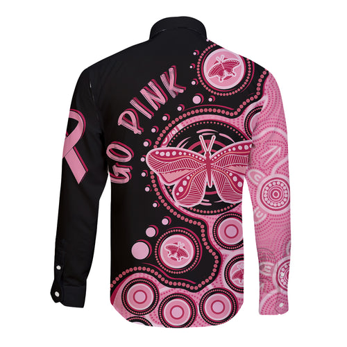 australia-indigenous-long-sleeve-button-shirt-breast-cancer-ribbon-butterfly-aboriginal-arts