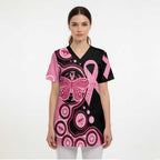 Australia Indigenous Scrub Top Breast Cancer Ribbon Butterfly Aboriginal Arts - Aussie Hoodie