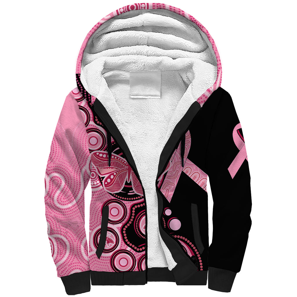australia-indigenous-sherpa-hoodie-breast-cancer-ribbon-butterfly-aboriginal-arts