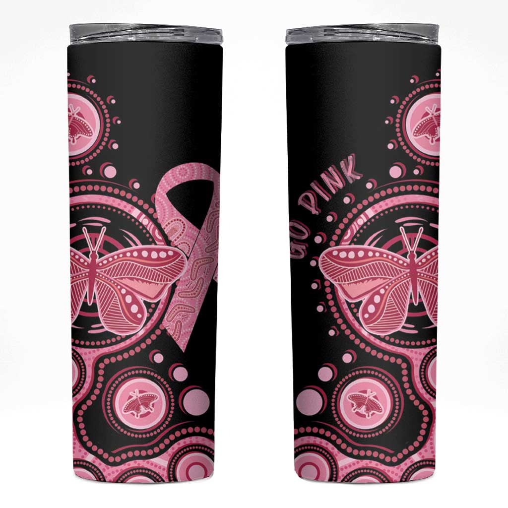 Australia Indigenous Skinny Tumbler Breast Cancer Ribbon Butterfly Aboriginal Arts