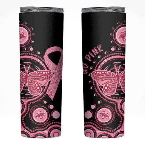 Australia Indigenous Skinny Tumbler Breast Cancer Ribbon Butterfly Aboriginal Arts
