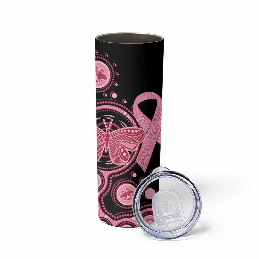 Australia Indigenous Skinny Tumbler Breast Cancer Ribbon Butterfly Aboriginal Arts