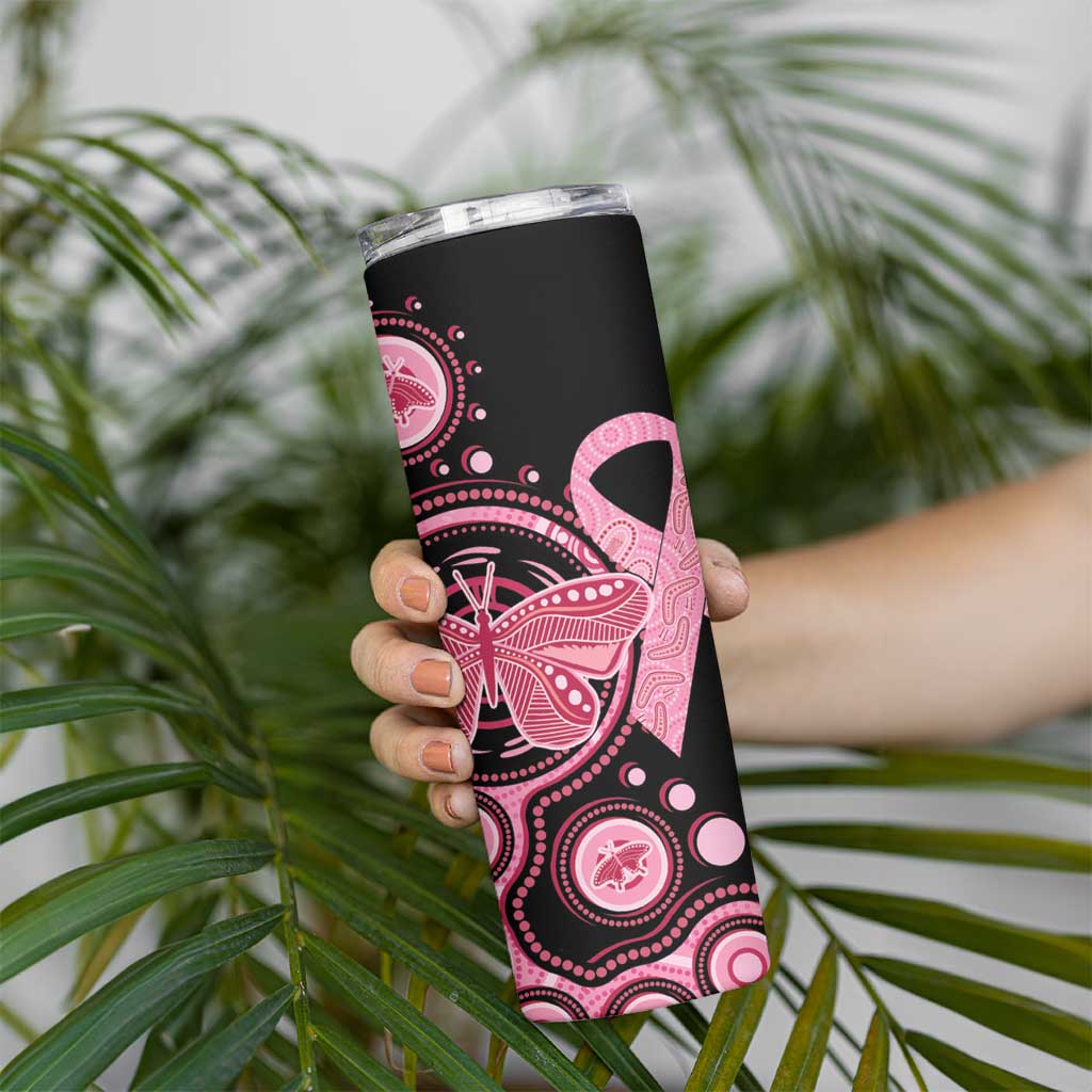 Australia Indigenous Skinny Tumbler Breast Cancer Ribbon Butterfly Aboriginal Arts