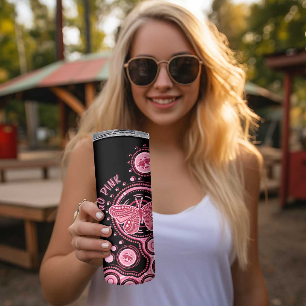 Australia Indigenous Skinny Tumbler Breast Cancer Ribbon Butterfly Aboriginal Arts
