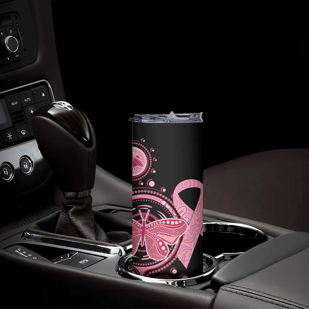 Australia Indigenous Skinny Tumbler Breast Cancer Ribbon Butterfly Aboriginal Arts