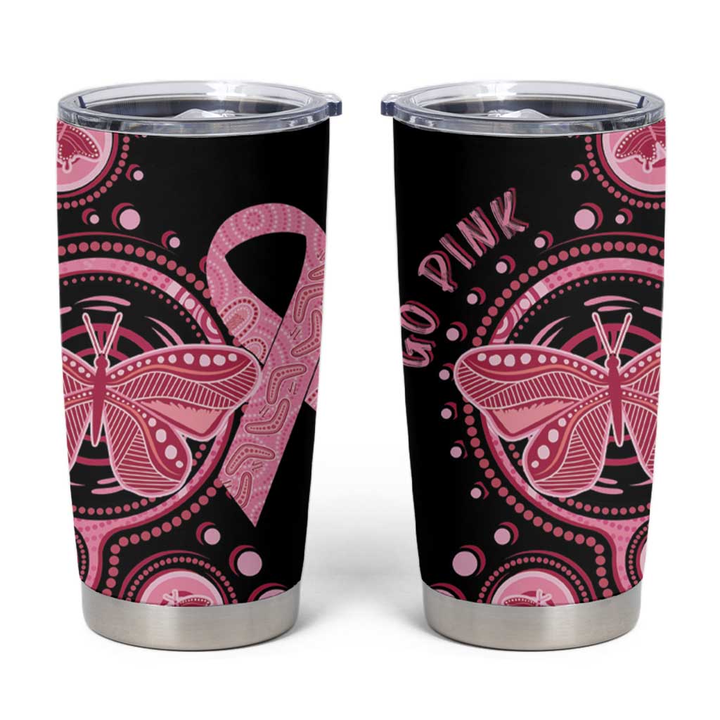 Australia Indigenous Tumbler Cup Breast Cancer Ribbon Butterfly Aboriginal Arts
