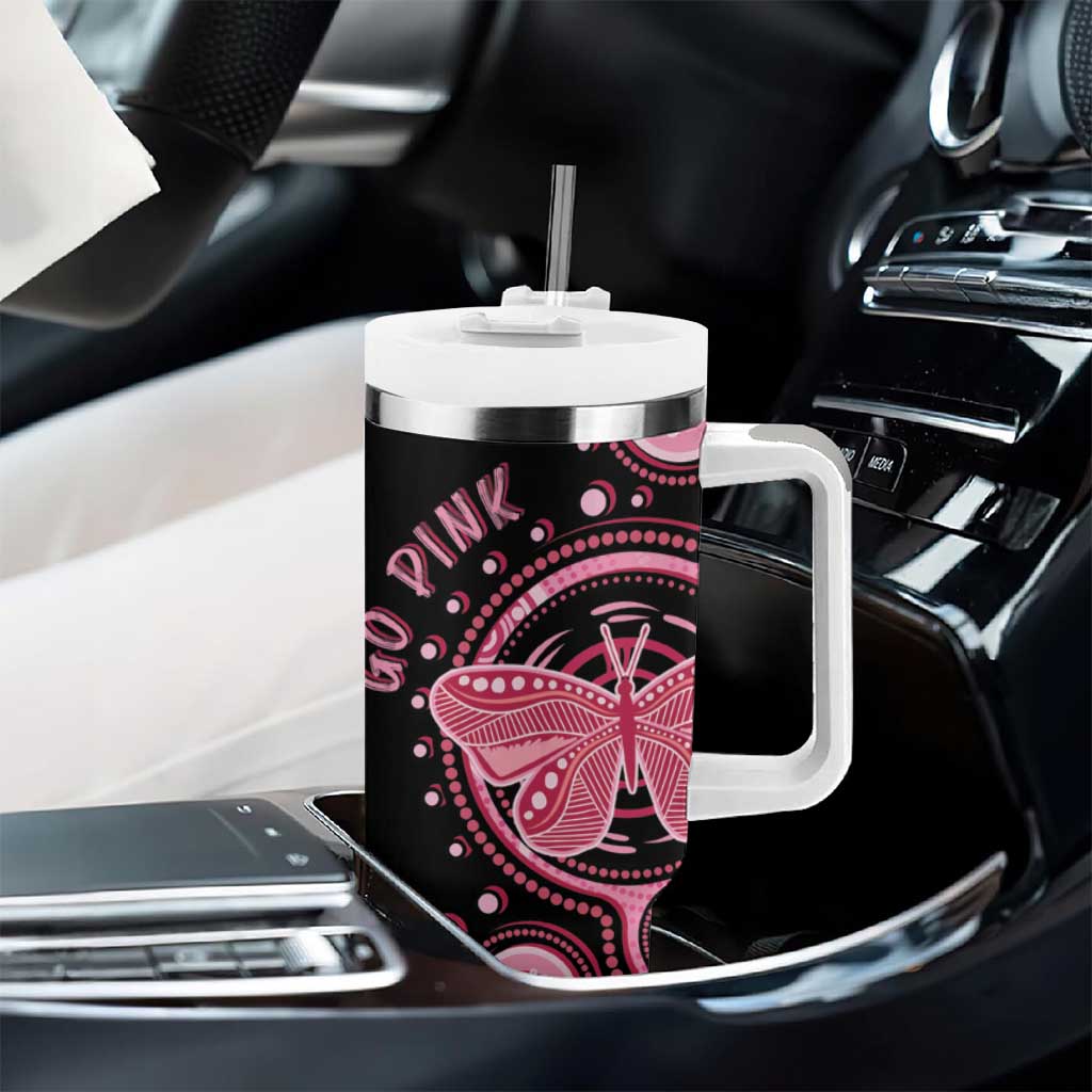 Australia Indigenous Tumbler With Handle Breast Cancer Ribbon Butterfly Aboriginal Arts