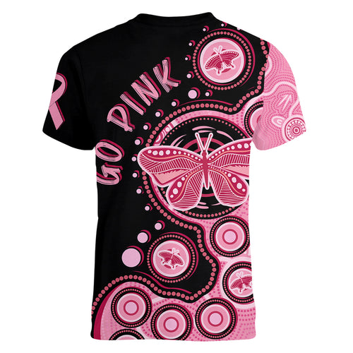 australia-indigenous-women-v-neck-t-shirt-breast-cancer-ribbon-butterfly-aboriginal-arts