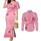 australia-indigenous-couples-matching-mermaid-dress-and-long-sleeve-button-shirts-breast-cancer-ribbon-aboriginal-art-pink