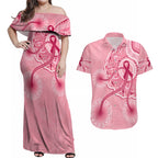 australia-indigenous-couples-matching-off-shoulder-maxi-dress-and-hawaiian-shirt-breast-cancer-ribbon-aboriginal-art-pink
