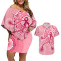 australia-indigenous-couples-matching-off-shoulder-short-dress-and-hawaiian-shirt-breast-cancer-ribbon-aboriginal-art-pink