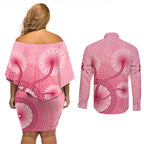 australia-indigenous-couples-matching-off-shoulder-short-dress-and-long-sleeve-button-shirts-breast-cancer-ribbon-aboriginal-art-pink
