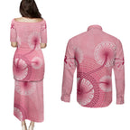 australia-indigenous-couples-matching-puletasi-dress-and-long-sleeve-button-shirts-breast-cancer-ribbon-aboriginal-art-pink