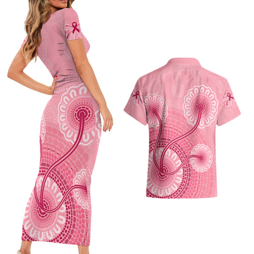 australia-indigenous-couples-matching-short-sleeve-bodycon-dress-and-hawaiian-shirt-breast-cancer-ribbon-aboriginal-art-pink