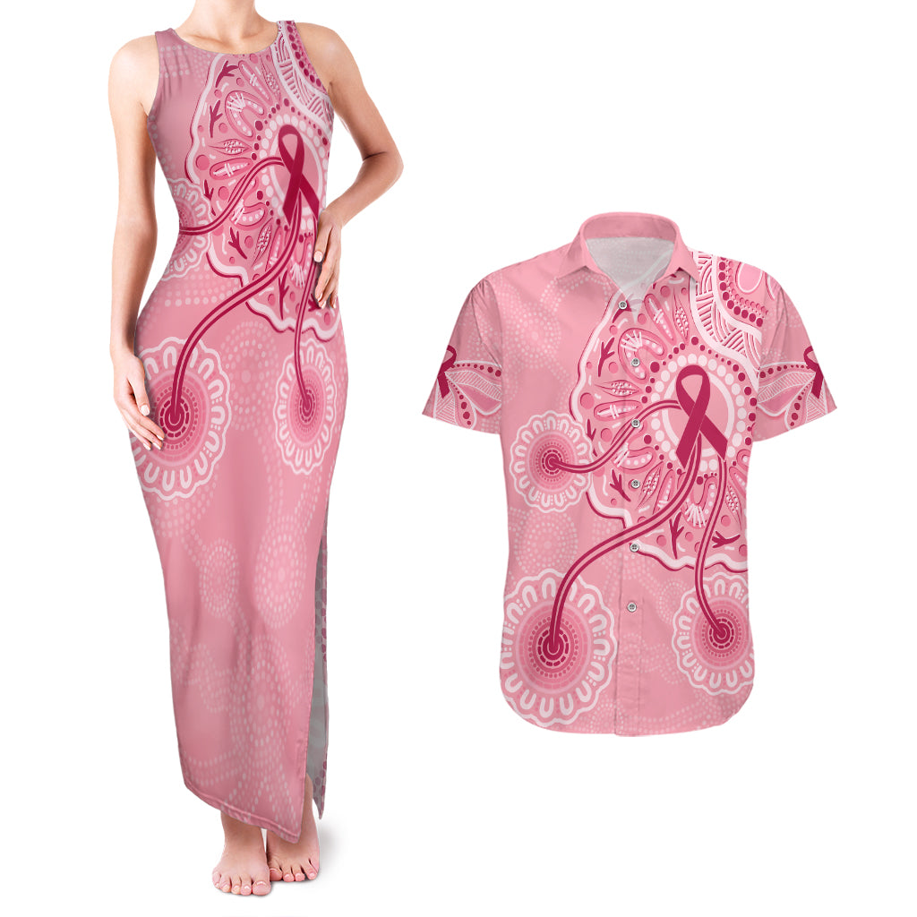 australia-indigenous-couples-matching-tank-maxi-dress-and-hawaiian-shirt-breast-cancer-ribbon-aboriginal-art-pink