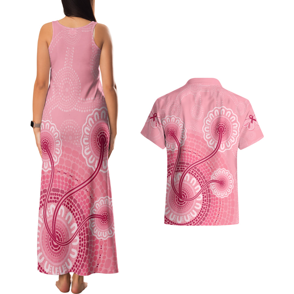 australia-indigenous-couples-matching-tank-maxi-dress-and-hawaiian-shirt-breast-cancer-ribbon-aboriginal-art-pink