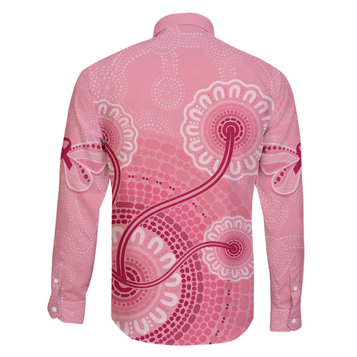 australia-indigenous-family-matching-off-shoulder-maxi-dress-and-hawaiian-shirt-breast-cancer-ribbon-aboriginal-art-pink