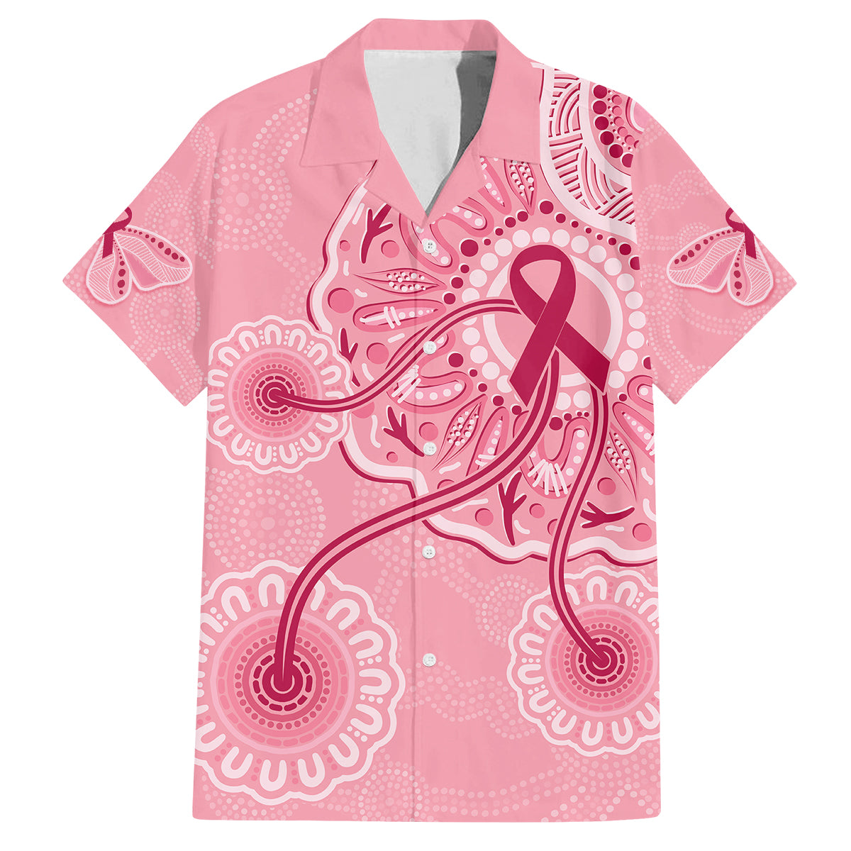 australia-indigenous-kid-hawaiian-shirt-breast-cancer-ribbon-aboriginal-art-pink