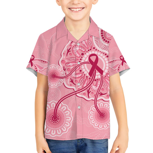 australia-indigenous-kid-hawaiian-shirt-breast-cancer-ribbon-aboriginal-art-pink
