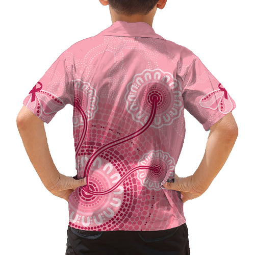 australia-indigenous-kid-hawaiian-shirt-breast-cancer-ribbon-aboriginal-art-pink