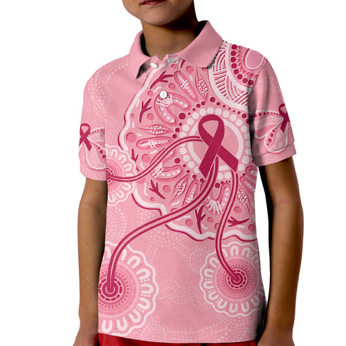 australia-indigenous-kid-polo-shirt-breast-cancer-ribbon-aboriginal-art-pink