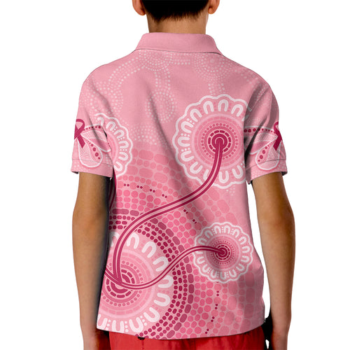 australia-indigenous-kid-polo-shirt-breast-cancer-ribbon-aboriginal-art-pink