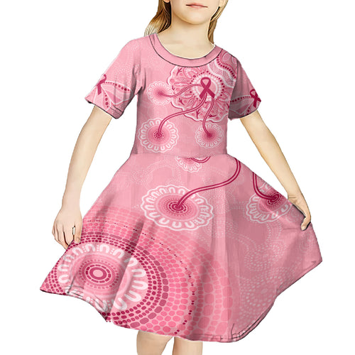 australia-indigenous-kid-short-sleeve-dress-breast-cancer-ribbon-aboriginal-art-pink