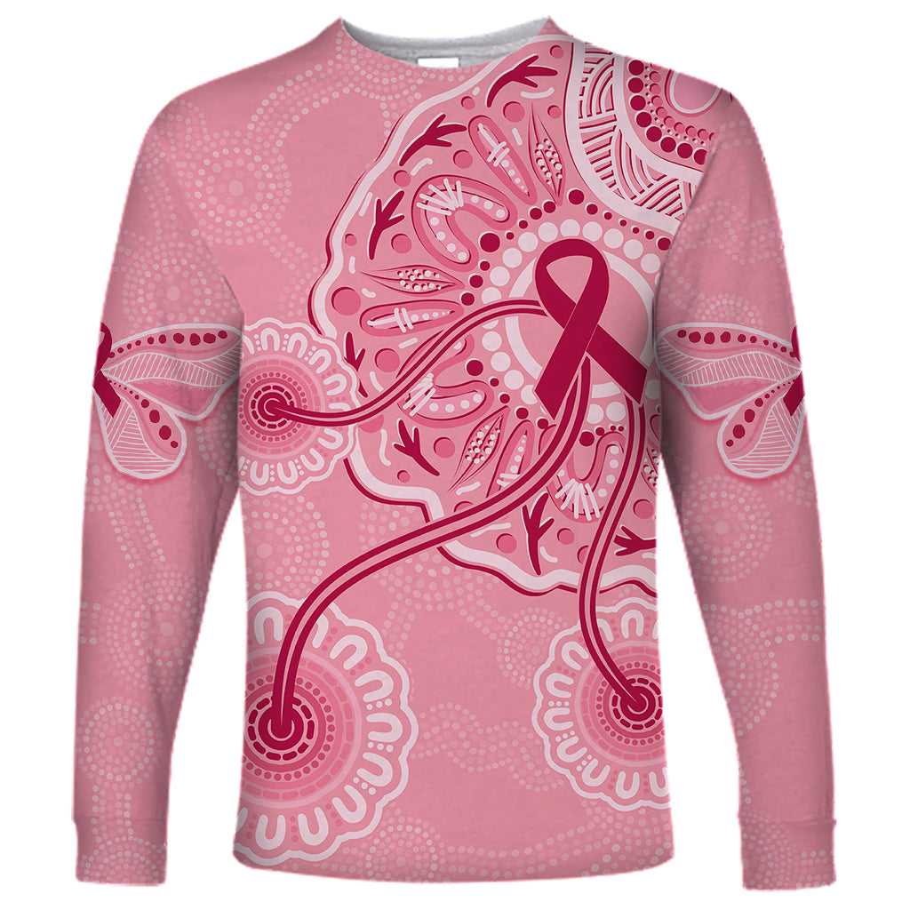 australia-indigenous-long-sleeve-shirt-breast-cancer-ribbon-aboriginal-art-pink