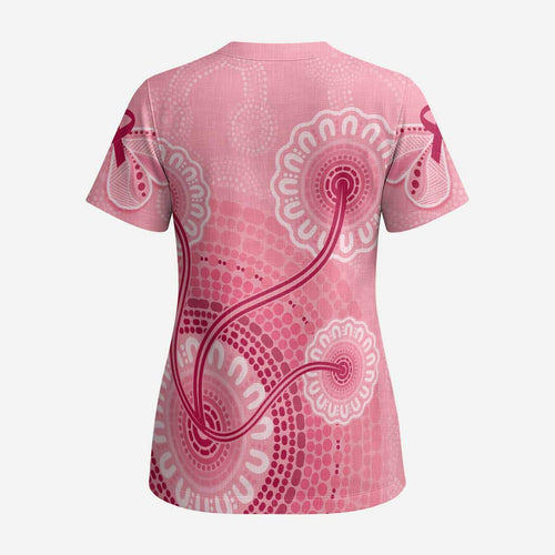 Australia Indigenous Scrub Top Breast Cancer Ribbon Aboriginal Art - Pink - Aussie Hoodie