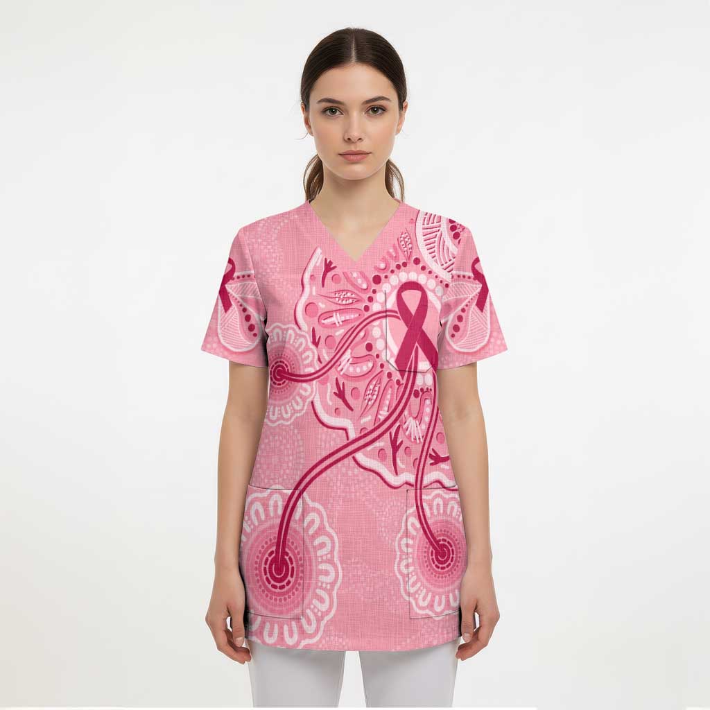 Australia Indigenous Scrub Top Breast Cancer Ribbon Aboriginal Art - Pink - Aussie Hoodie