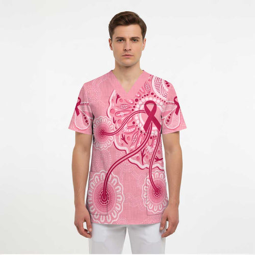 Australia Indigenous Scrub Top Breast Cancer Ribbon Aboriginal Art - Pink - Aussie Hoodie