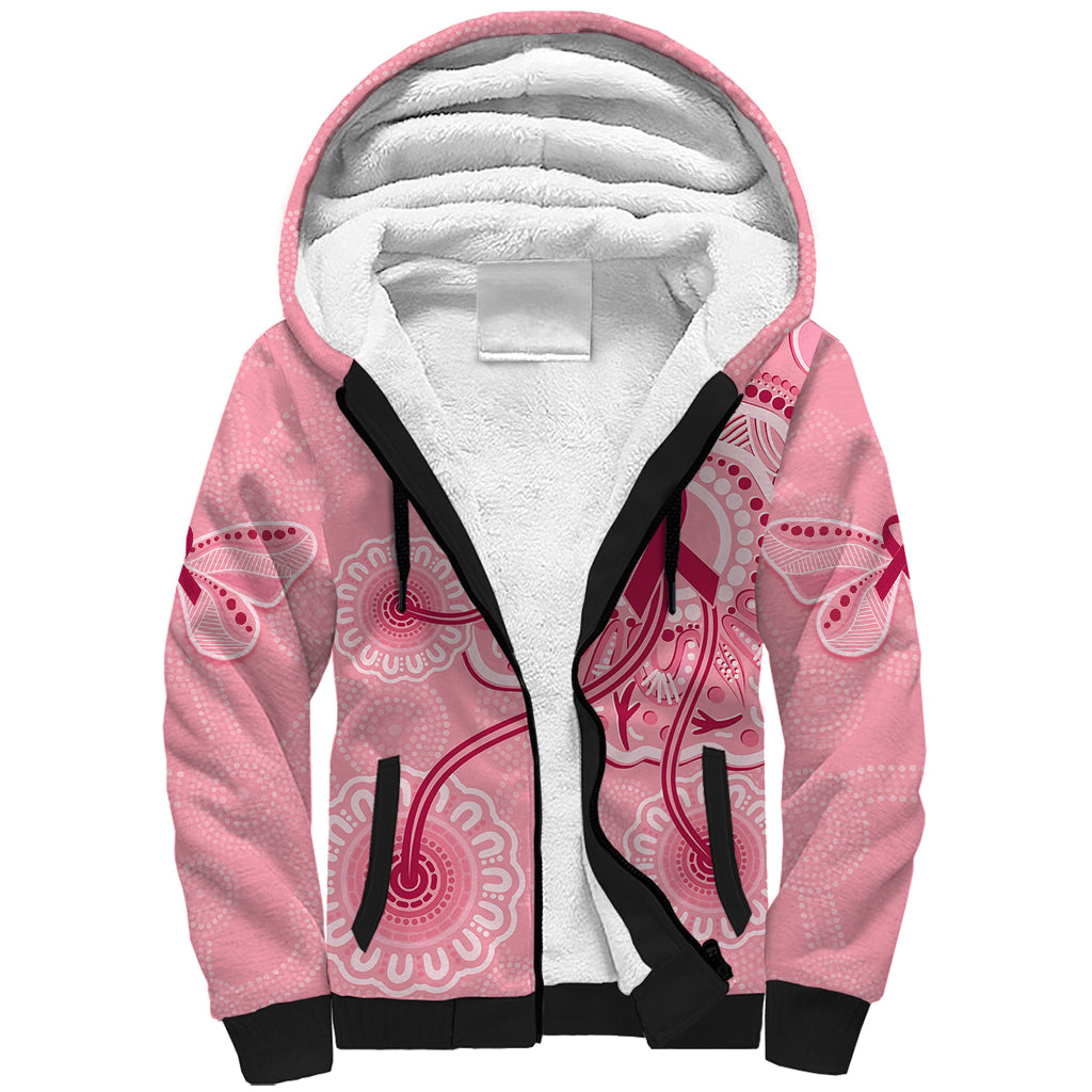 australia-indigenous-sherpa-hoodie-breast-cancer-ribbon-aboriginal-art-pink
