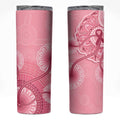 Australia Indigenous Skinny Tumbler Breast Cancer Ribbon Aboriginal Art - Pink