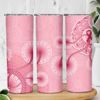 Australia Indigenous Skinny Tumbler Breast Cancer Ribbon Aboriginal Art - Pink