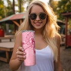 Australia Indigenous Skinny Tumbler Breast Cancer Ribbon Aboriginal Art - Pink